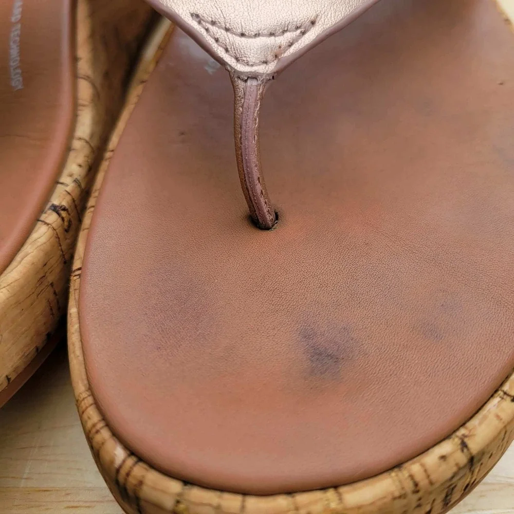FitFlop F Mode Platform Sandals Womens 8 US Rose Gold Cork Flatform Toe Post